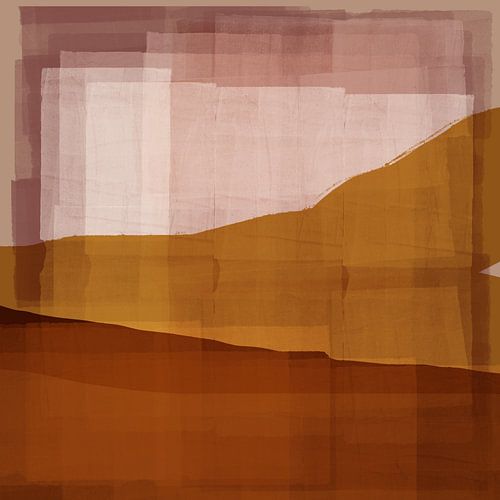 Modern abstract landschap in oker en terra.