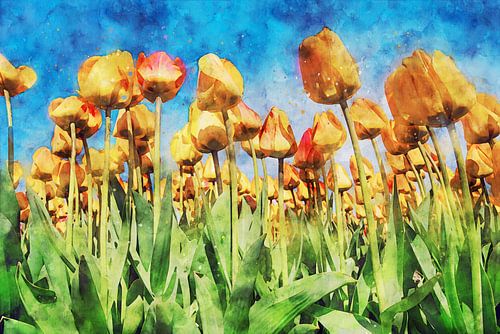 Tulpe Blume unter einem blauen Himmel