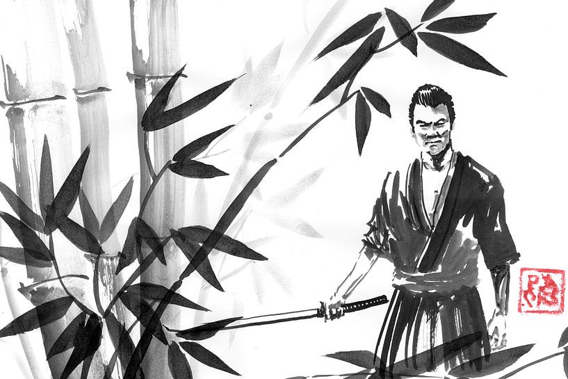 samurai in the forest of bamboos von Péchane Sumie
