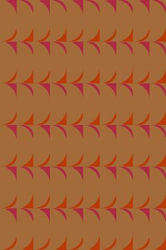 Retro kunst uit de jaren 70. Abstracte geometrische vormen in okergeel, oranje, roze. van Dina Dankers