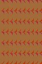 Retro kunst uit de jaren 70. Abstracte geometrische vormen in okergeel, oranje, roze. van Dina Dankers thumbnail
