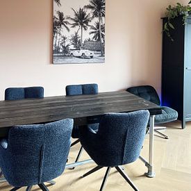 Kundenfoto: Palmen mit Auto schwarz und weiß Foto von Dagmar Pels, als ArtFrame