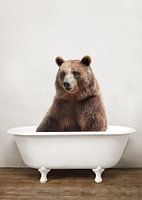 Funny Grizzly Bear In Bathtub