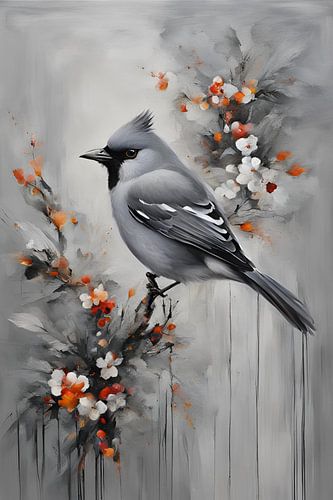 De Floral Staand Vogel 1.4 Schilderij