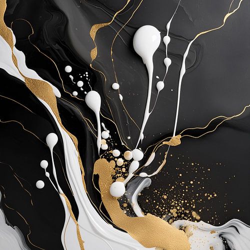 Farbspritzer gold schwarz und weiß