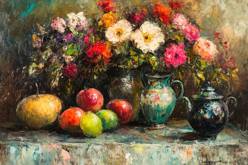 Bloemen en fruit