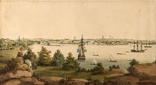 Gezicht op Sydney vanaf de oostkant van de Cove, John Eyre
