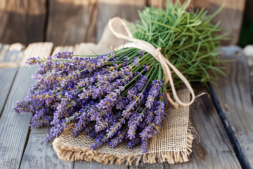 Lavender still life on wooden table by Art & Soul Creations