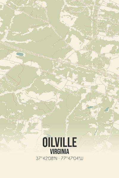 Vintage map of Oilville (Virginia), USA. by Prints of Place