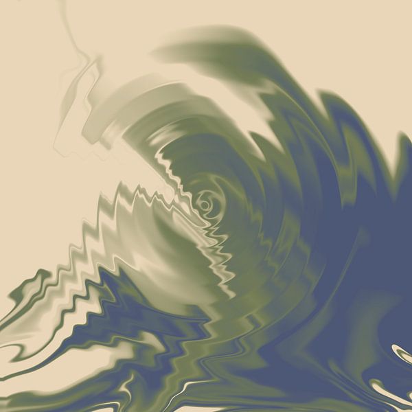 Abstracte waterreflecties. Minimalistisch eigentijds in groen, blauw, wit II van Abstract Minimalist Art