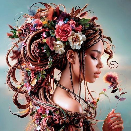 Young woman with a boho braided hairstyle