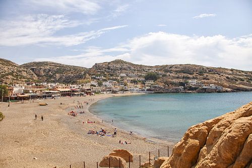 Matala beach on Crete in Greece