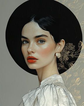 Portrait moderne avec accents dorés sur Carla Van Iersel