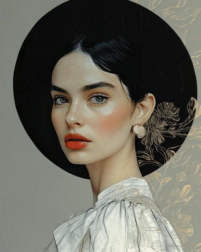 Portrait moderne avec accents dorés