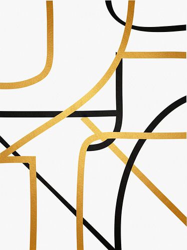 Modern abstrakt: Minimalistische Kunst in Weiß, Schwarz und Gold