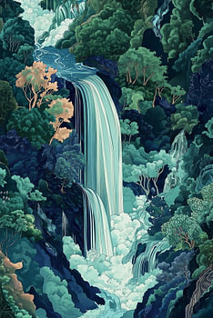 Waterval in het maanverlichte bos