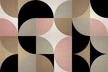 Bauhaus geometrie uit het midden van de eeuw, moderne en abstracte zachte kleuren van Mad Dog Art