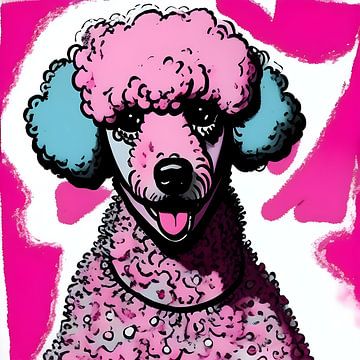 Roze Poedel Club 2 - puppy illustratie kinderkamer van The Art Kroep