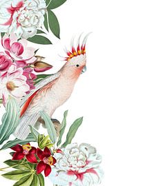 Vintage Tropischer Vogel im Blüten Jungle von Floral Abstractions