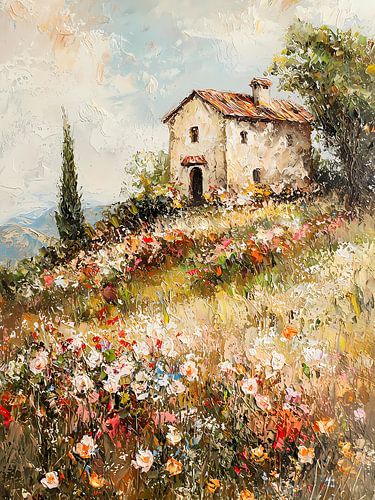 Huisje acrylschilderij