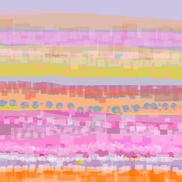 Geometrisch landschap met rechthoeken en cirkels 333 van Claudia Gründler