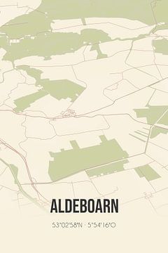 Vintage landkaart van Aldeboarn (Fryslan) van Rezona