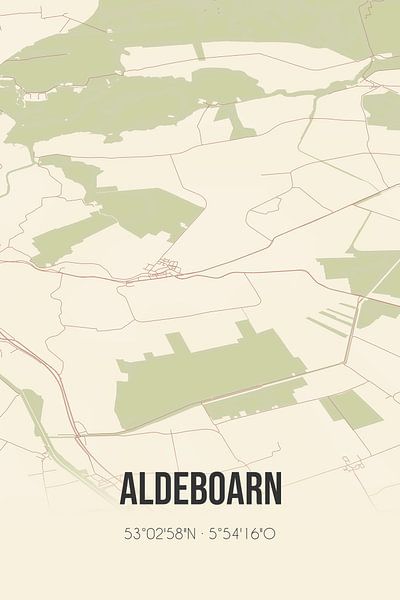 Vintage map of Aldeboarn (Fryslan) by Prints of Place