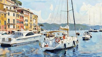 Portofino an der italienischen Riviera – impressionistisches digitales Kunstwerk