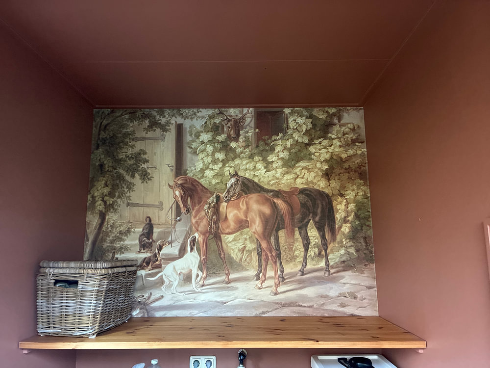 Paarden op de veranda, Albrecht Adam