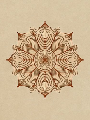 ZEN Symmetrische Mandala - Heilige bloemige geometrie Aards minimalistisch lijntekeningen