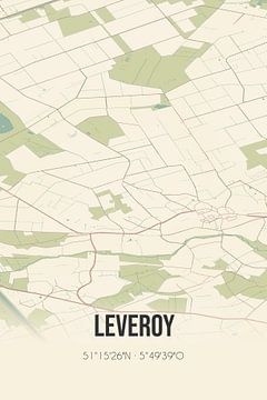 Vintage landkaart van Leveroy (Limburg) van Rezona