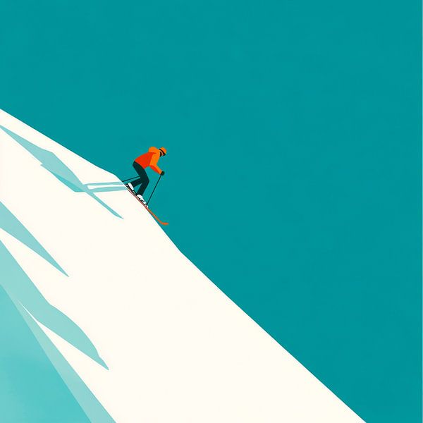 Skiing in the snow mountain scenario by Poster Art Shop