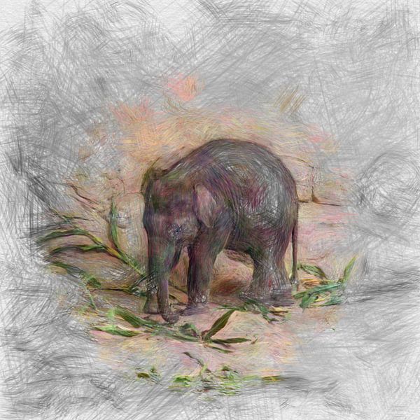 Artistic Animal Baby Elephant von Angelika Möthrath