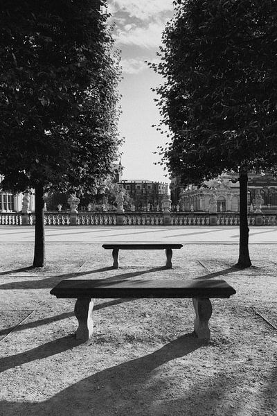 Symmetrical Benchs in Black and White by Richard