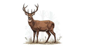 Majestätischer Hirsch im Wald Illustration