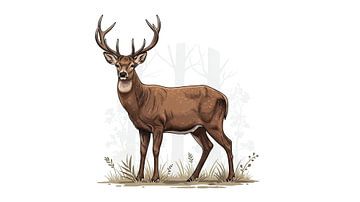 Majestätischer Hirsch im Wald Illustration