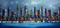 Blaue Skyline von Gena Theheartofart Miniaturansicht