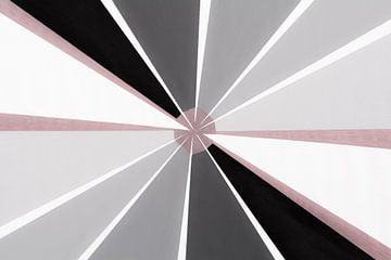 Geometrisch patroon van lijnen in zwart wit en roze van Lisette Rijkers