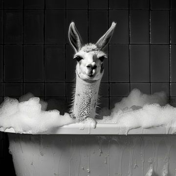 Ontspannen lama in de badkamer - een uniek WC-kunstwerk van Felix Brönnimann