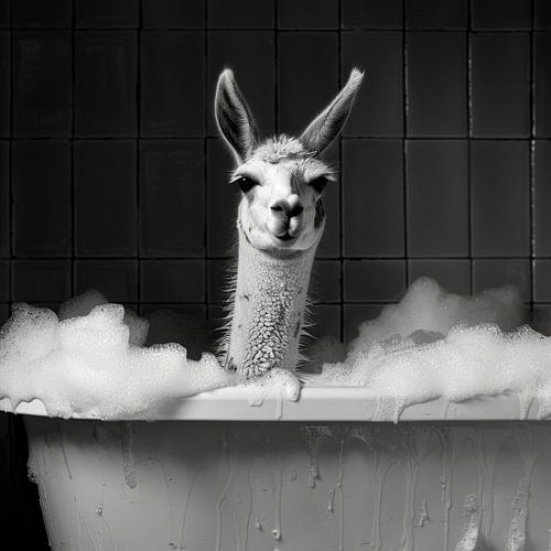 Ontspannen lama in de badkamer - een uniek WC-kunstwerk