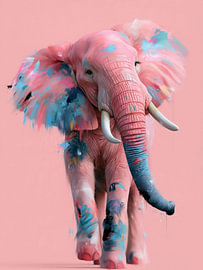 Roze Olifant met Turquoise Accenten