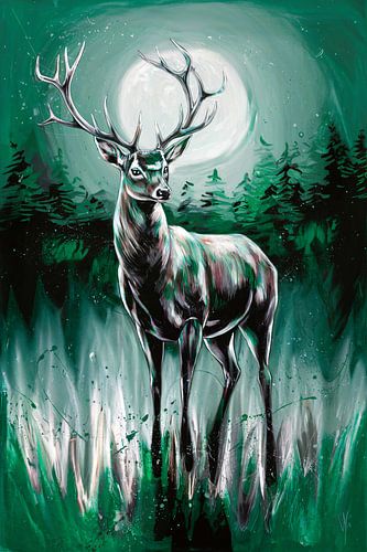 Mysterieus hert in maanschijn