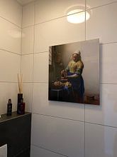 Klantfoto: Het Melkmeisje - Vermeer Schilderij (HQ), op aluminium