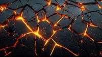 Gloeiende lava in scheuren