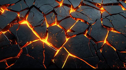 Lave incandescente dans les fissures
