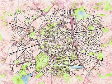 Kaart van Leuven in de stijl 'Soothing Spring' van Maporia