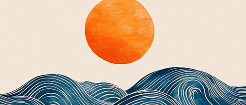 Zonsondergang over zachte golven
