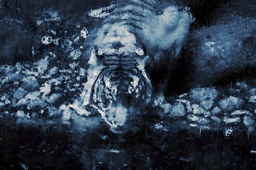 Tijger in de stijl 'Deep Blue'