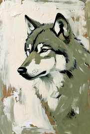 Wolf | Shades of green | Expressive | Nature by Art & Soul Creations