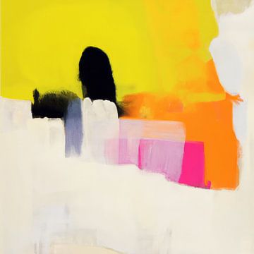 Abstract painting in yellow, orange and pink by Studio Allee